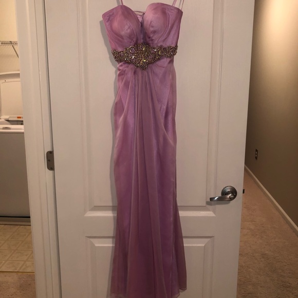 Lavender Prom Dress With Rhinestones + Rouching - Picture 4 of 8